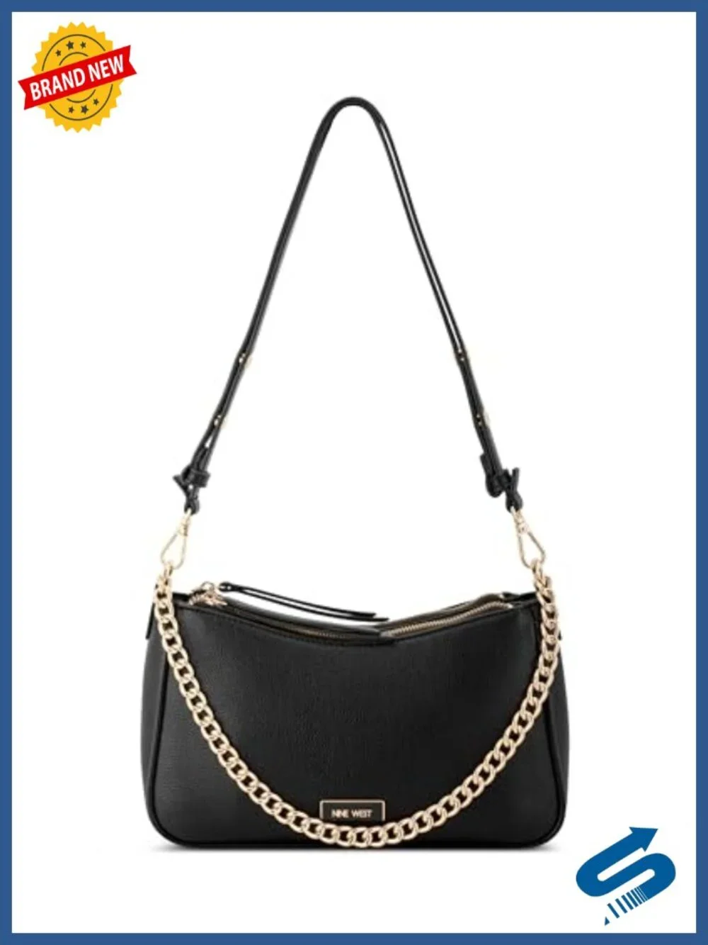 Faux Leather Convertible Shoulder Satchel with Adjustable Chain